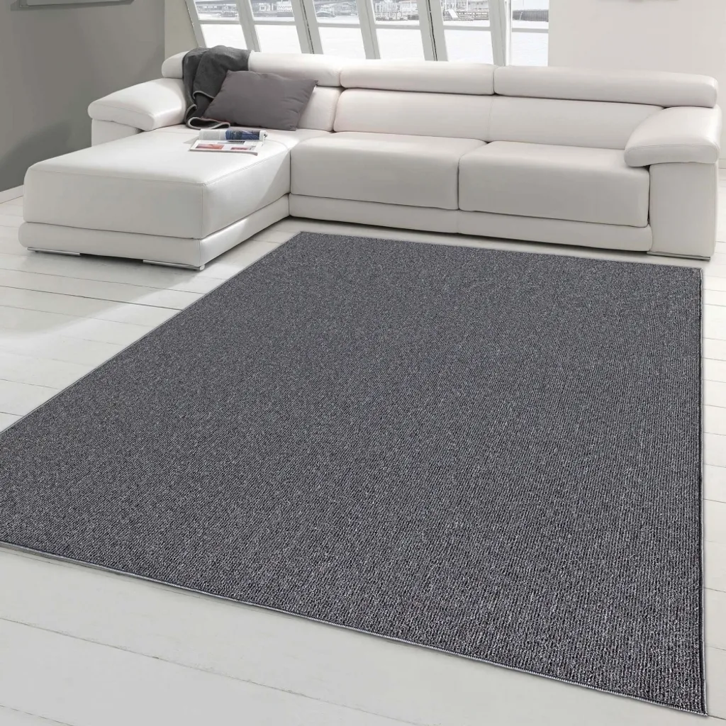 Tapis anthracite robuste et facile d'entretien - Tissé plat 240x340cm