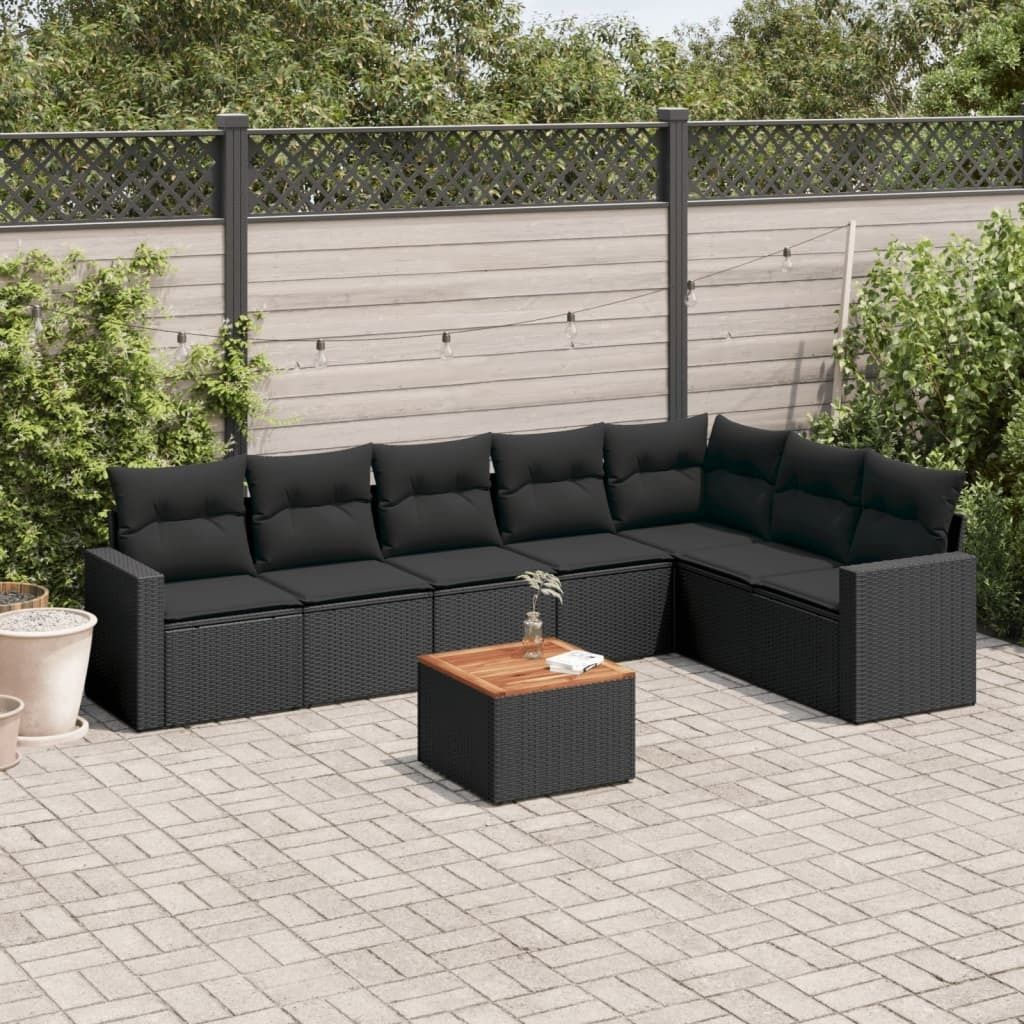 Maison Exclusive - 8-tlg. Garten-Sofagarnitur mit Kissen Schwarz Poly Rattan