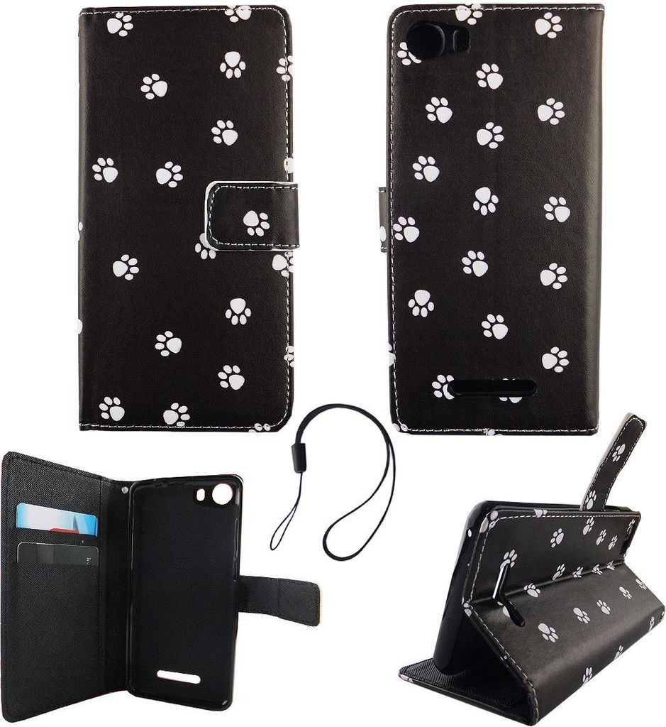 Handyhülle Tasche für Handy Wiko Lenny 2 Polka Dot Hundepfoten