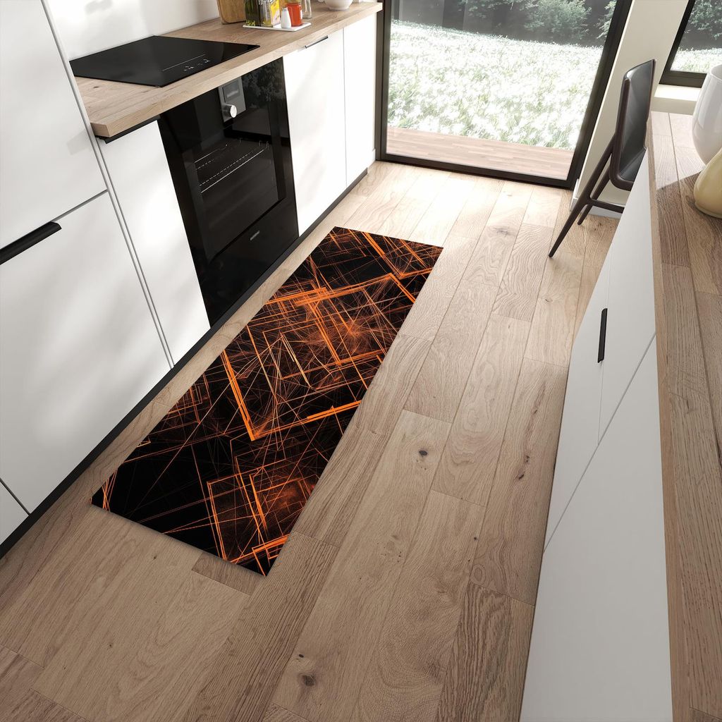 Küchenteppich 60x180cm rutschfest & abwischbar PVC Läufer - Muster des Geometrisches