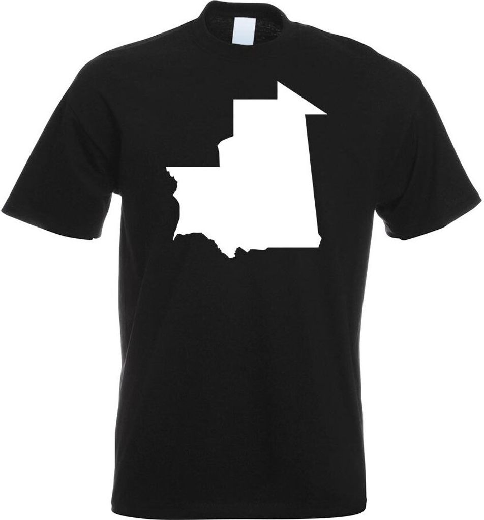 Kiwistar - T-Shirt - schwarz - Mauretanien Umriss Kontur Herren Funshirt Bedruckt Design Sprüche Spruch Motive - mit Motiv Bedruckt - Funshirt Des...