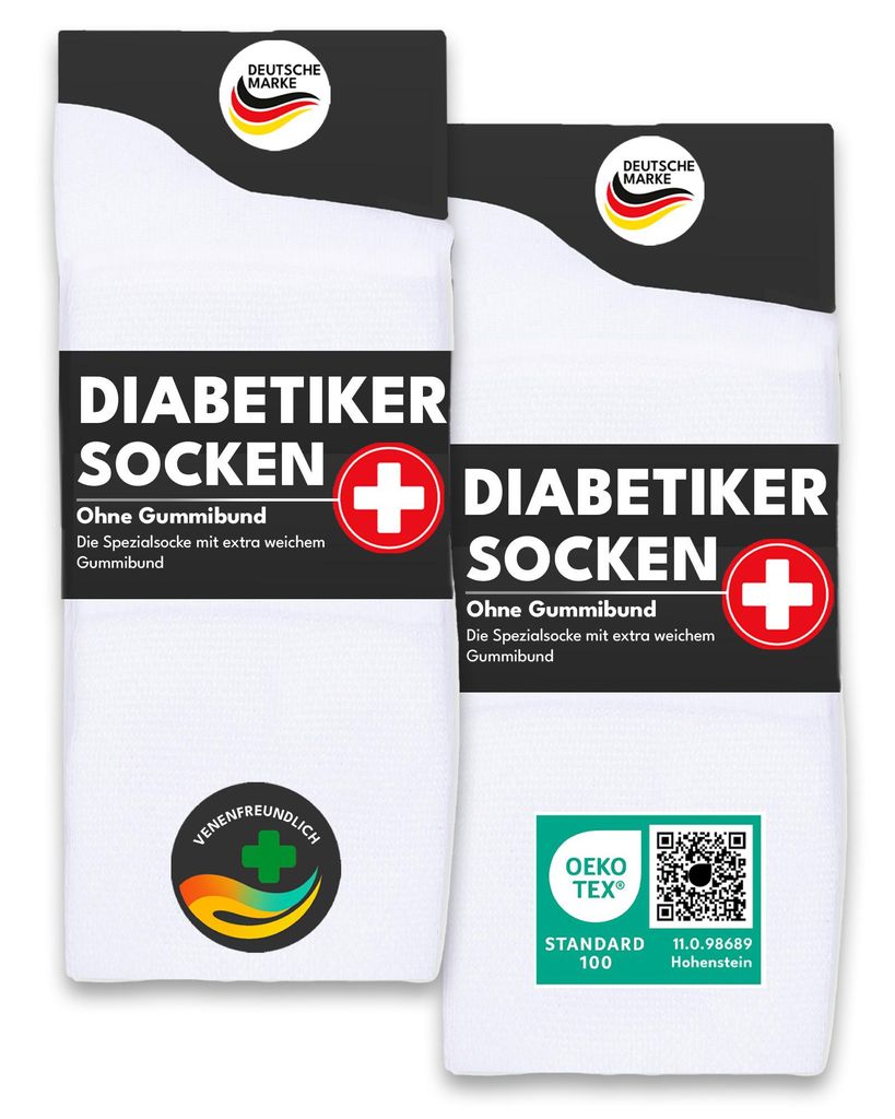 6 Paar Diabetiker Socken ohne Gummi 97% Baumwolle Damen Produktbild 