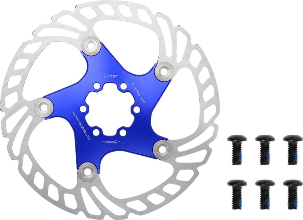 1 Satz Fahrrad-Bremsscheibe, 180mm Fahrrad-Bremsscheibe mit 6 Bolzen, Fahrrad-Schwimmscheibenbremsscheibe für Mountain Road E-Bike, Blau