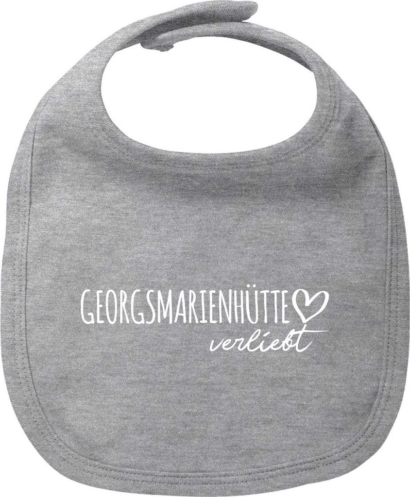Huuraa Baby Lätzchen Georgsmarienhütte verliebt Heather Grey Klettverschluss Baumwolle Latz Geschenkidee
