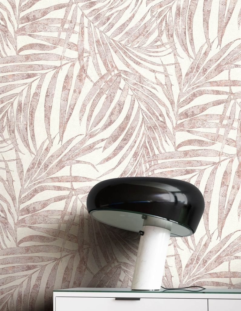 NEWROOM Tapete Lila Vliestapete Dschungel - Dschungeltapete Tropisch Flieder Weiß Blätter Palmenblätter Palmentapete Floral Pflanzen