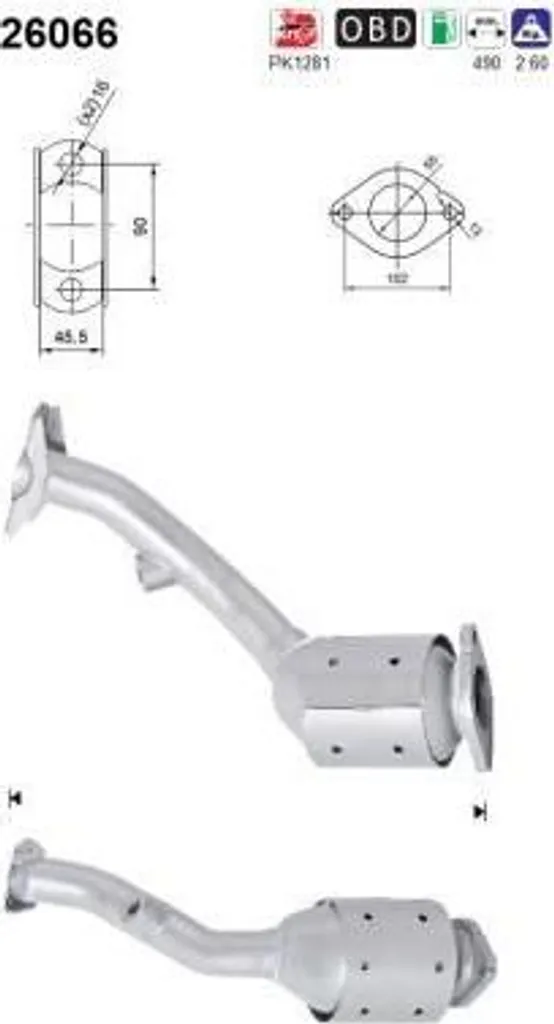 Catalyseur AS 26066 et OE 1570B546 pour ASX - Pièce Haute Performance
