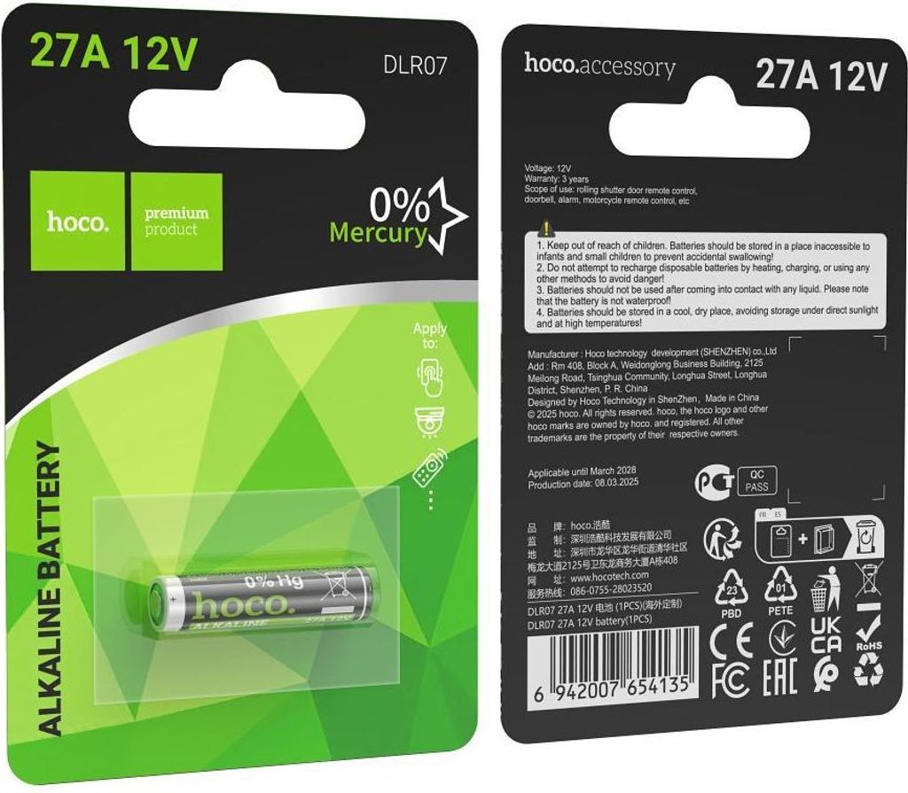 Alkalibatterie 27A Hoco 12V DLR07 1 Stück