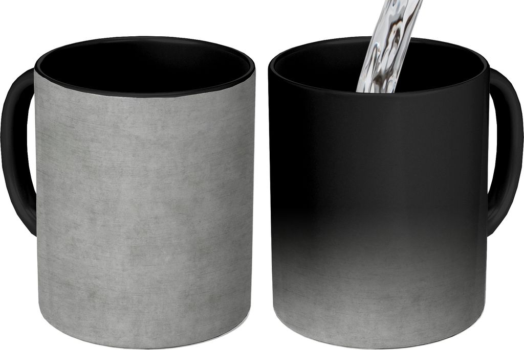 MuchoWow Zauber Tasse Zaubertasse Magic Beton - Grau - Industriell - Muster 350 ml Farbwechsel Becher Geschenk Geschenkidee - Magic-Tasse - Fotot...