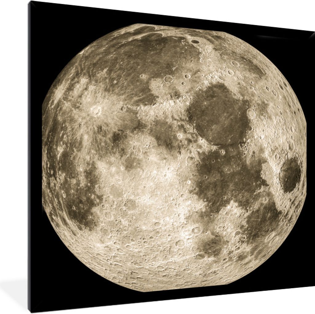 MuchoWow Gerahmtes Poster Weltraum - Mond - Jahrgang 40x40 cm - Poster mit Schwarzem Bilderrahmen Wandposter Rahmen Foto Bilder - Mit Rahmen - Wa...