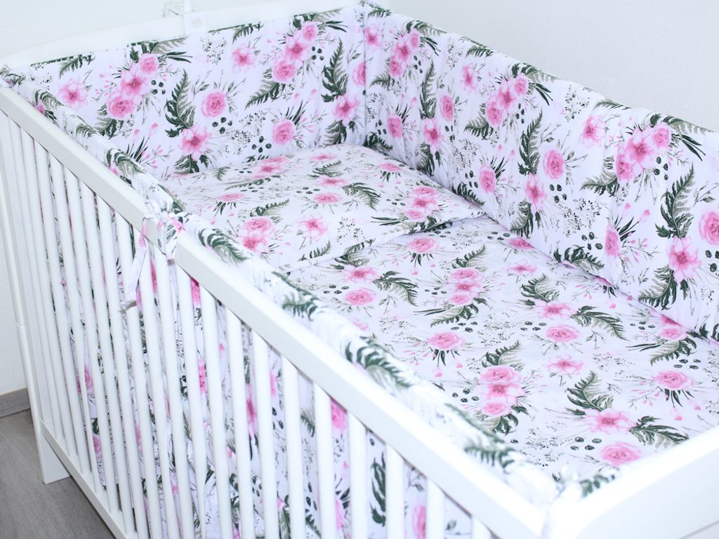 PRIMAWELA Nestchen 420 cm Bettumrandung Babybett Baby Kinder Nest Kopfumrandung 10. Flowers