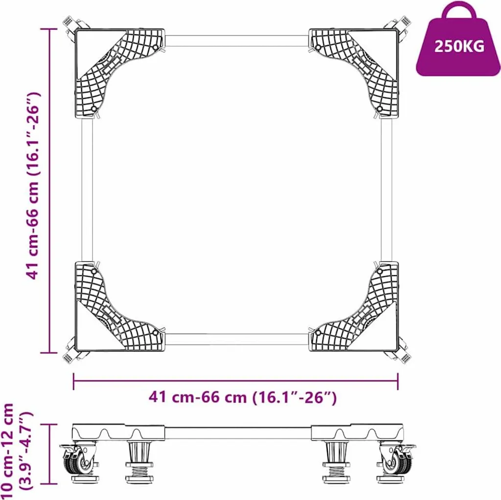 Support de lave-linge surélevé Gris 66x66 cm avec base stable renforcée - 8