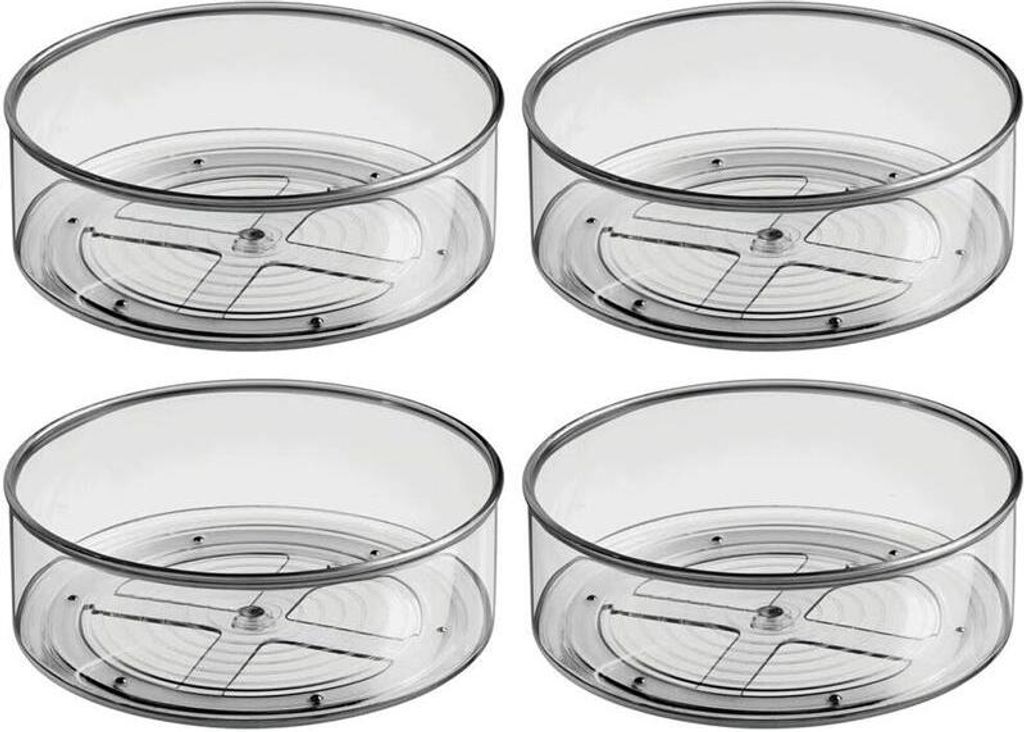 4er Set Drehbares Ordnungssystem Drehteller mDesign Smoke Grey / Transparent