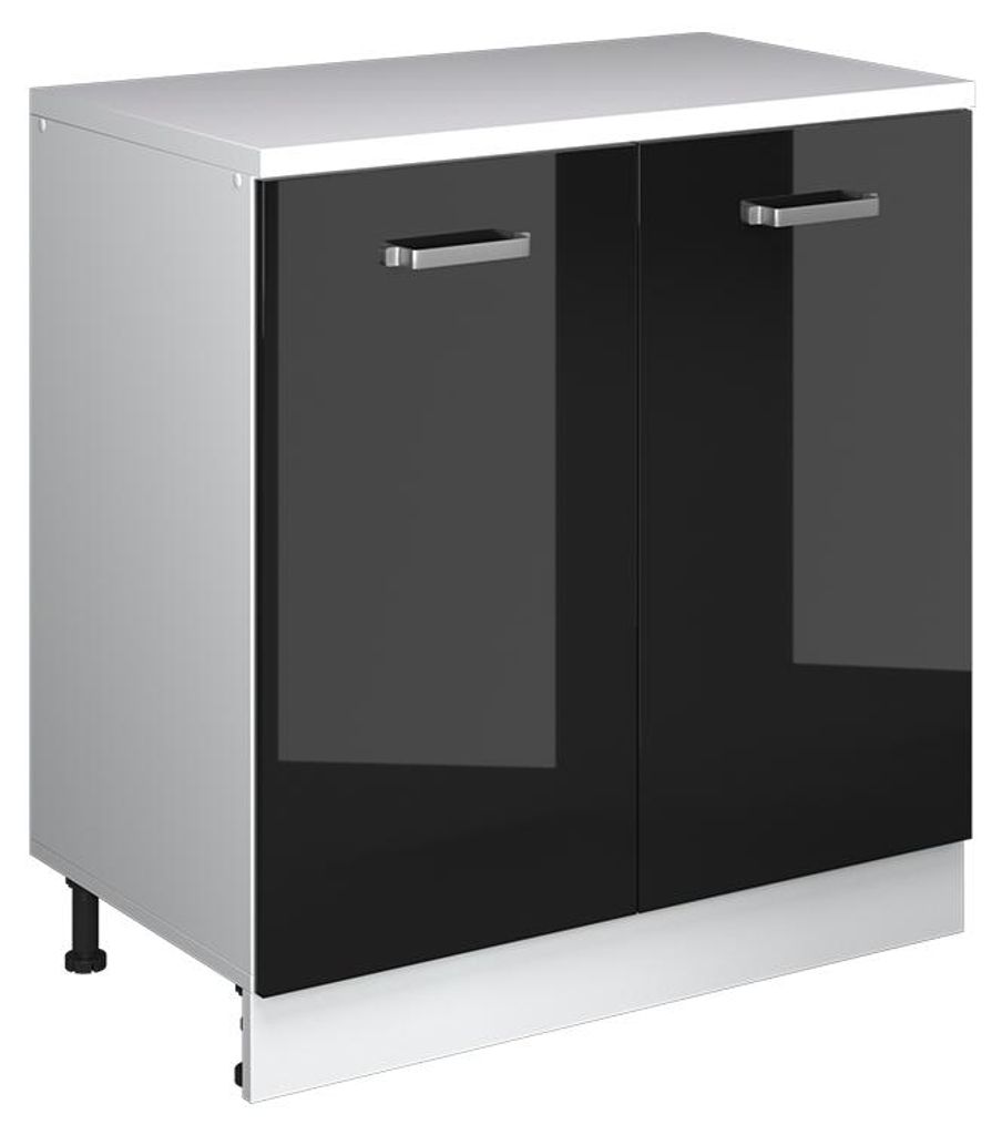 Kommode unter Schräge Vicco Rion Schwarz Hochglanz 80 x 81.6 cm ohne Schräge mit 2 Türen, Model 60880