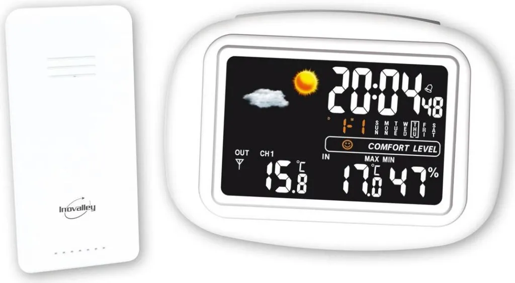 Prévisions météo à domicile : station écran couleur Inovalley sans fil