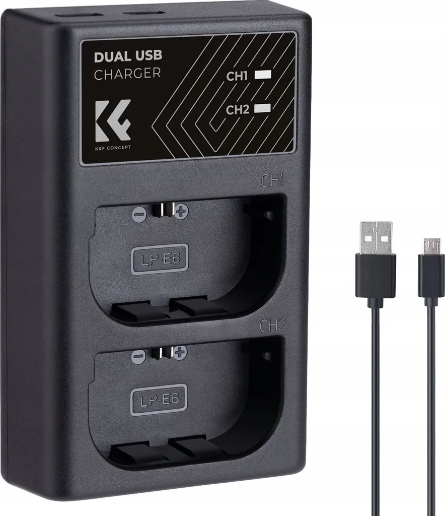 Chargeur Double LP-E6NH avec Écran LCD pour Canon EOS R5 R6 5D 6D 90D 80D