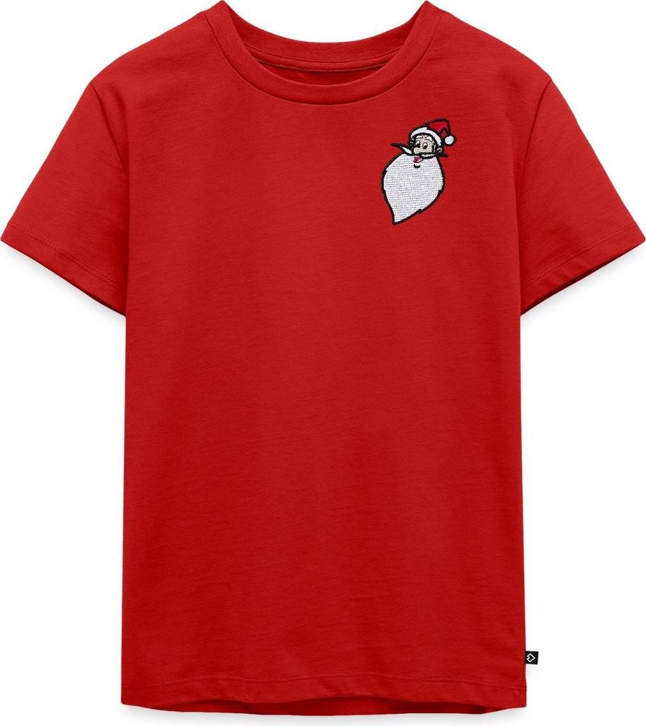Spreadshirt Weihnachtsmann & Co. KG Stick-Motiv Weihnachtsmann Kinder Premium T-Shirt, 134/140 (8 Jahre), Rot