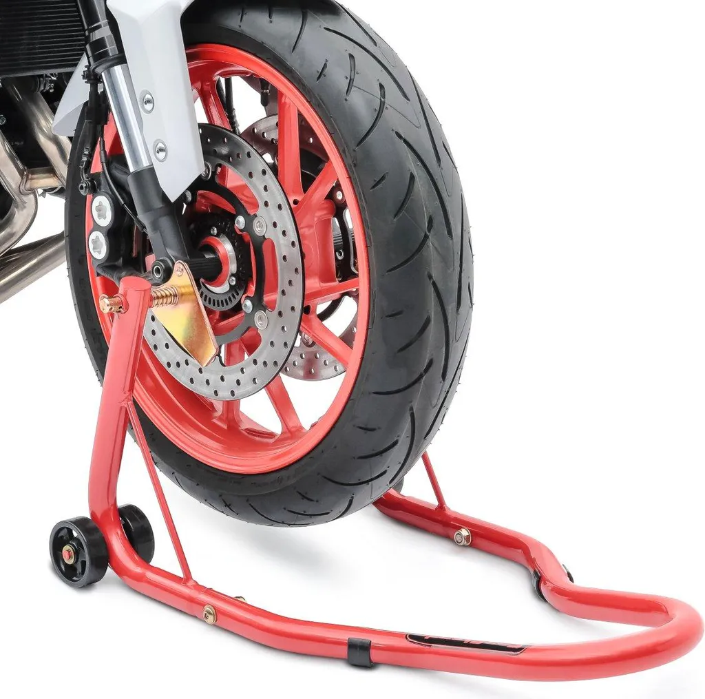 Cavalletto Alza Moto Anteriore Rosso Classic - Ideale per il Box