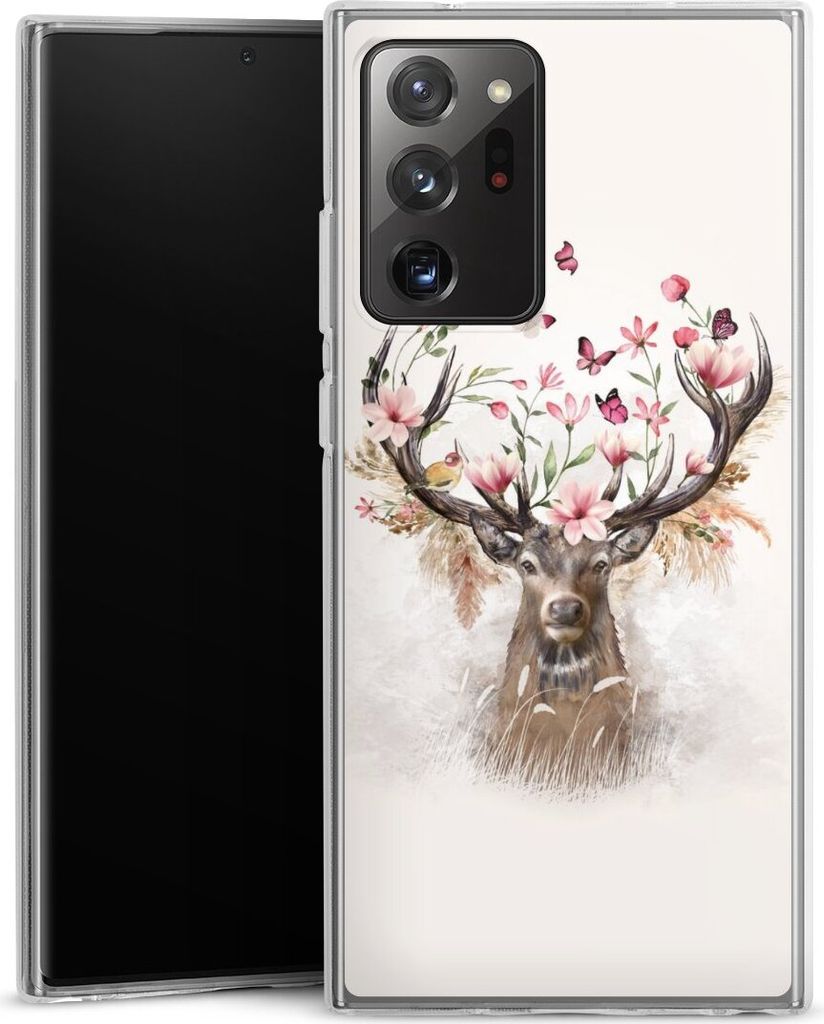 DeinDesign Handyhülle für Samsung Galaxy Note 20 Ultra 5G Silikon Hülle Case Smartphone Schutzhülle Blumen Hirsch Tiere