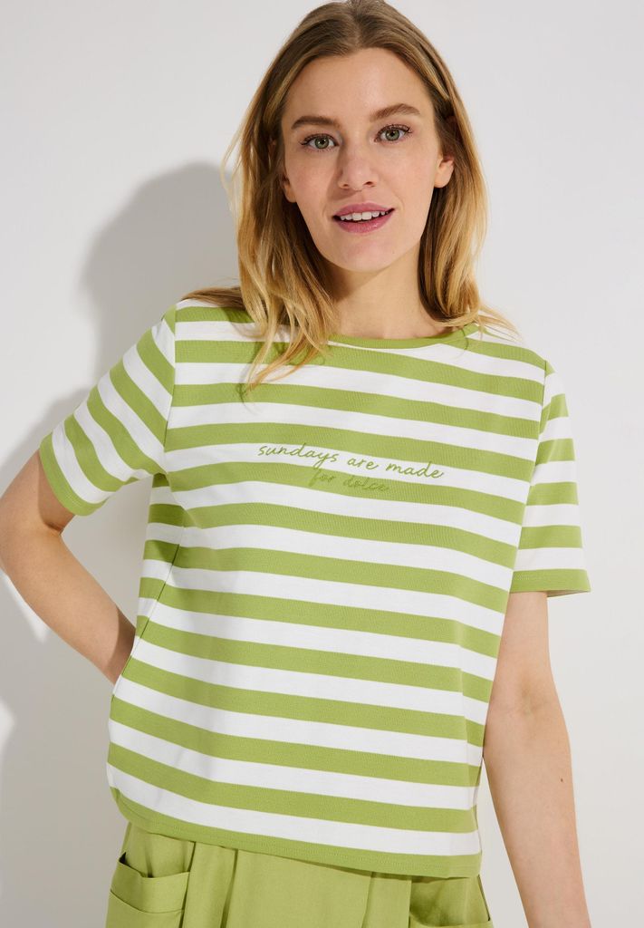 More & More Boxy Shirt with Stripes, jersey stripes pistachio offwhite 2603 2603 38