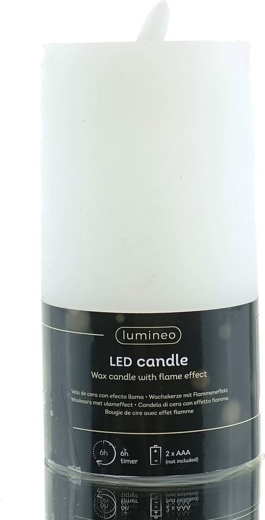 Lumineo LED Wachskerze White weiß Ø 7 cm Höhe 15 cm Produktbild 