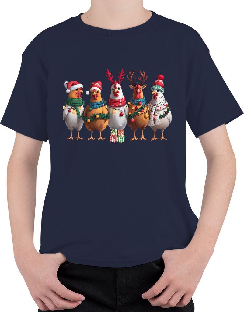 Hühner Hühnerhalter Huhn - Weihnachten Xmas Christmas Uni Kinder T-Shirt, Navy, 104