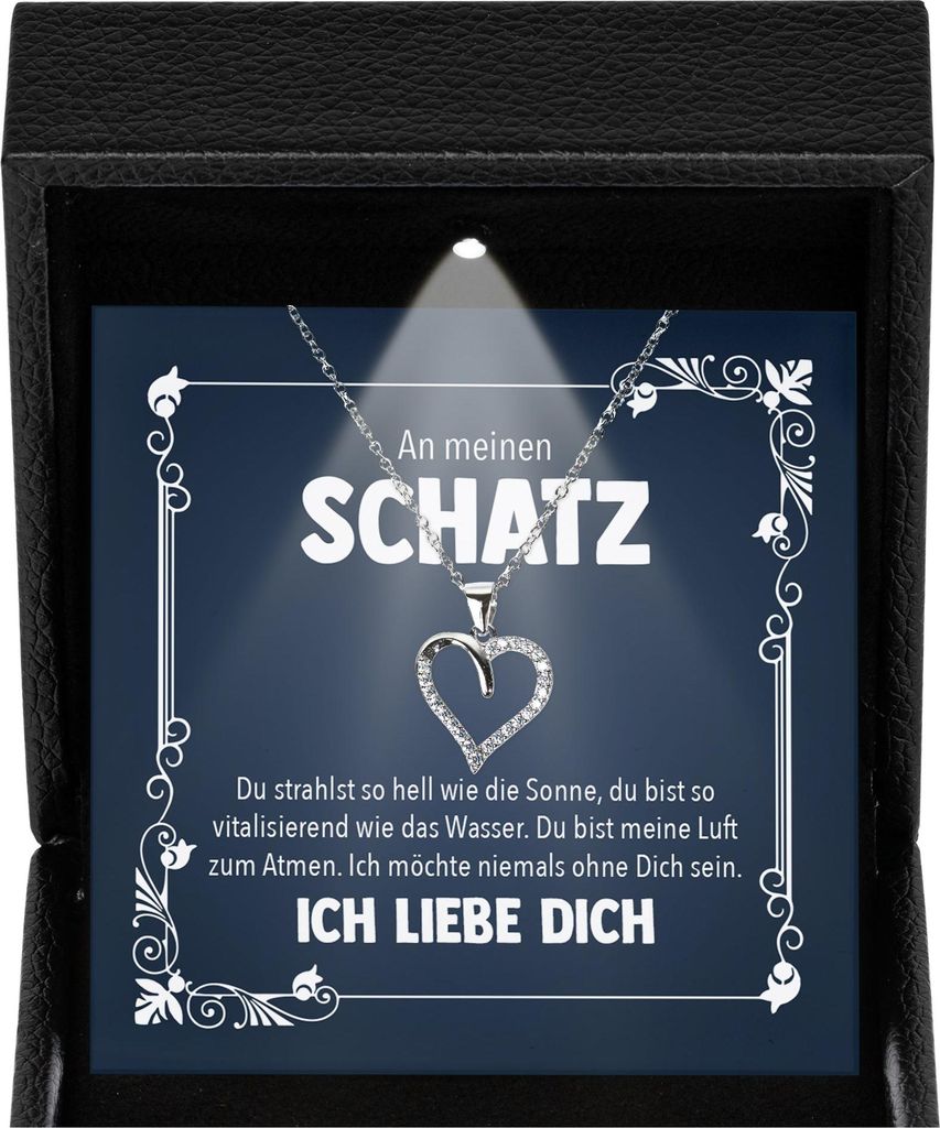 22Feels Damen Schmuck Ich Liebe Dich Geschenk - Silber 925/000 Herz Halskette - Frauen Hochzeitstag Ehefrau Schatz Valentinstag für Sie Jahrestag ...