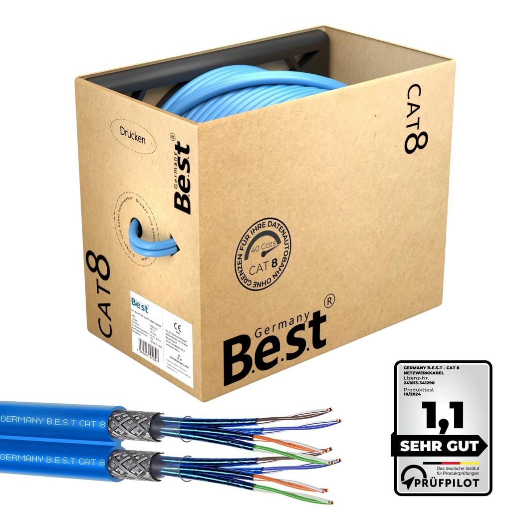 100m CAT 8 Duplex Netzwerkkabel Verlegekabel 40 Gbit/s Datenkabel CAT8.1 LAN