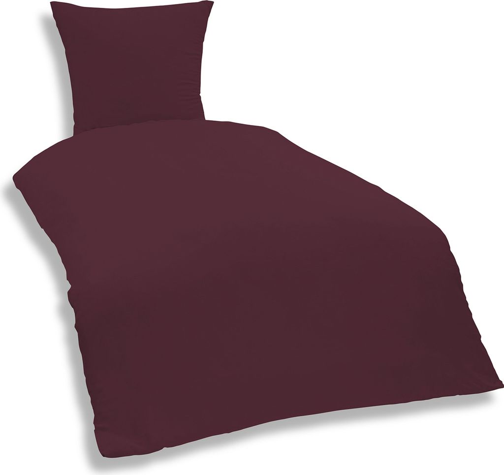 Uni Bettwäsche Einfarbig Mikrofaser Garnituren Bettbezüge, Größe:2 teilig 155x220 cm, Farbe:Bordeaux