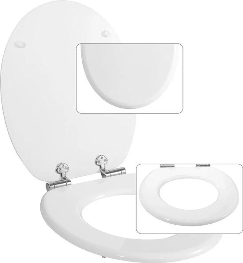 Siège de toilettes blanc soft-close antibactérien pour WC standards