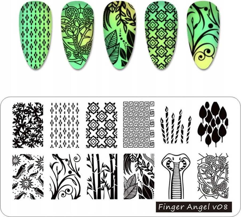 Finger Angel Nail Art Stempelplatte - V08