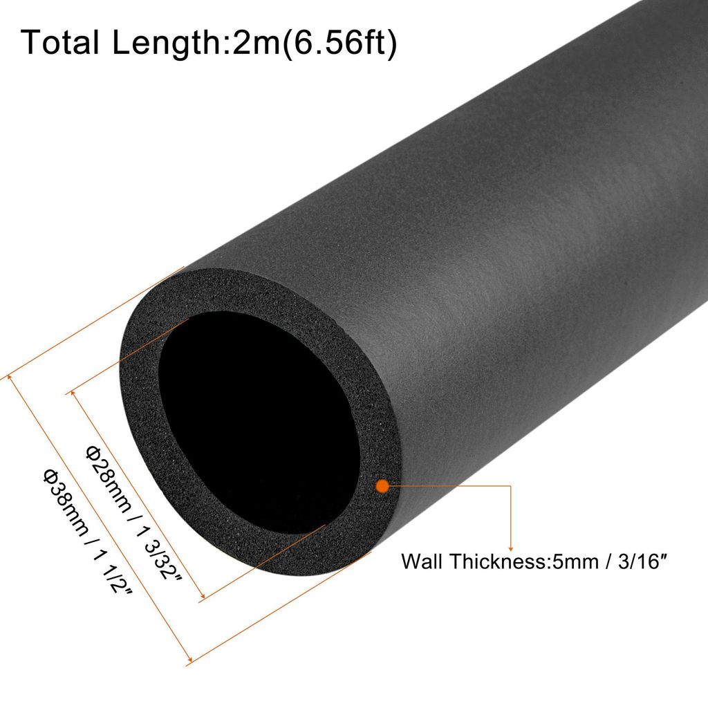 Schaumstoffschlauch fš¹r Griffgriffstš¹tze Rohrisolierung 28mm ID 38mm AD 2m lang Schaumstoffpolster Stangenschutz Schwarz