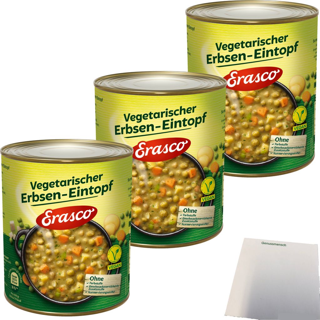 Erasco vegetarischer Erbsen-Eintopf 3er Pack (3x800g Dose) Produktbild 