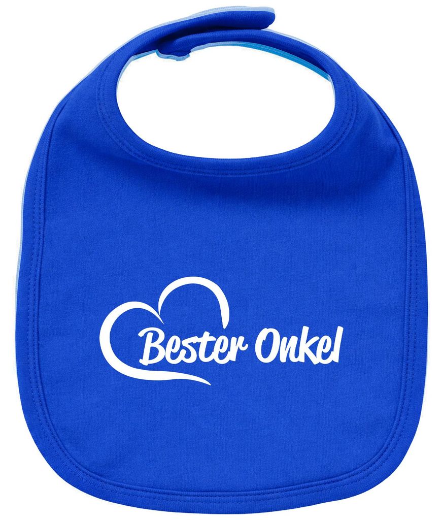 Huuraa Baby Lätzchen Bester Onkel Herz Royal Blue Klettverschluss Baumwolle Latz Geschenkidee