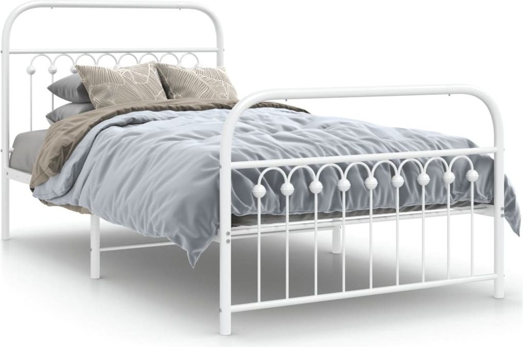 Maison Exclusive - Bettgestell mit Kopf- und Fußteil Metall Weiß 100x200 cm