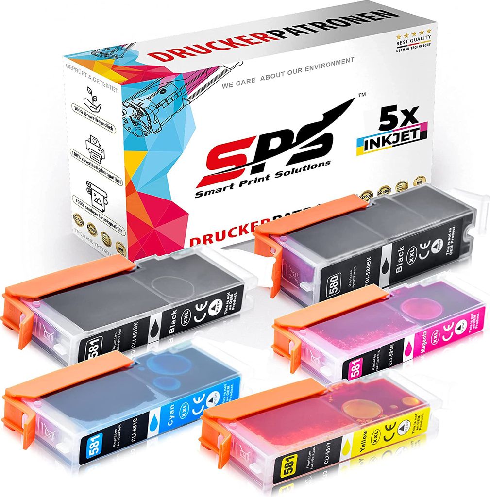 5er Multipack Set kompatibel für Canon Pixma TS8250 (2987C006) Druckerpatronen PGI-580 CLI-581 XXL
