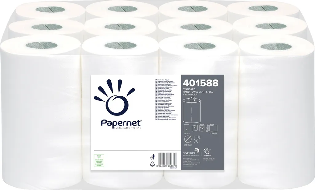 Essuie-Mains 1 Épaisseur Papernet 401588 - Haute Capacité 12 Pièces