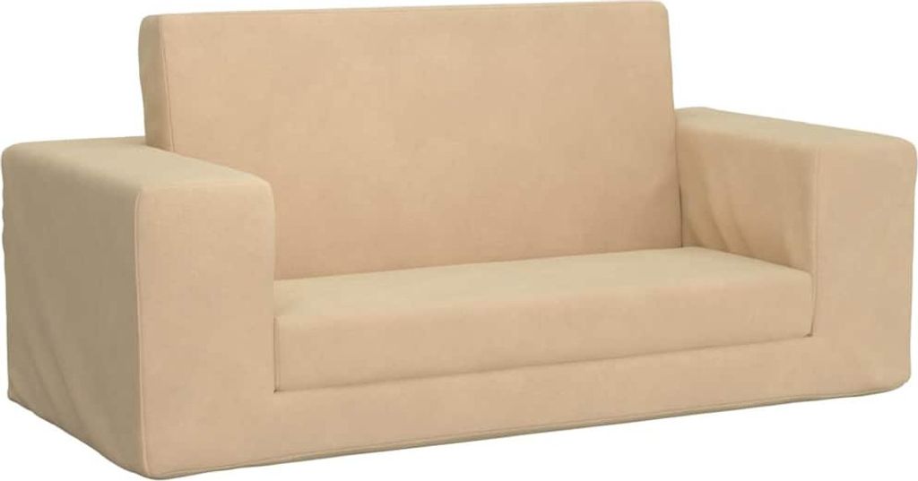 vidaXL Kinder-Schlafsofa 2-Sitzer Creme Weicher Plüsch