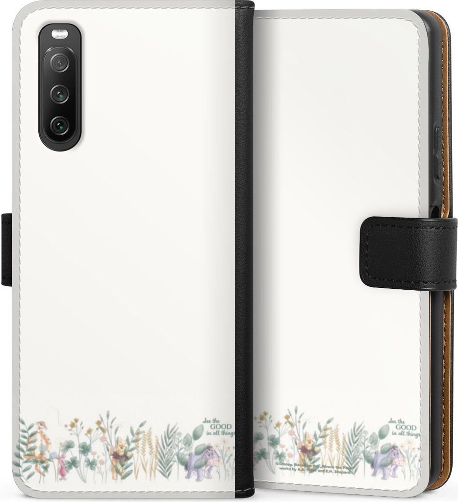 DeinDesign Klapphülle für Sony Xperia 10 IV Handytasche Lederhülle Tasche Disney Winnie Puuh Eukalyptus
