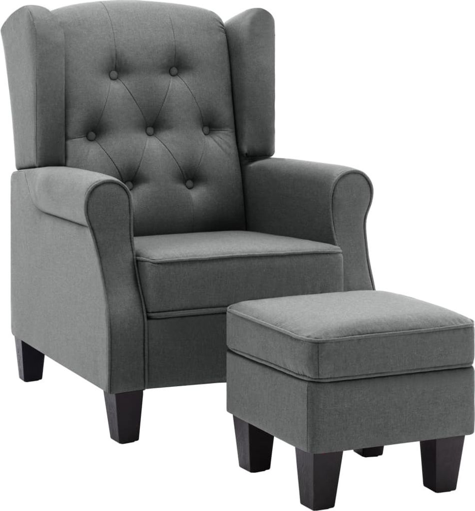 Sillón con reposapiés, color gris, tapizado en tela, Imagen del producto 