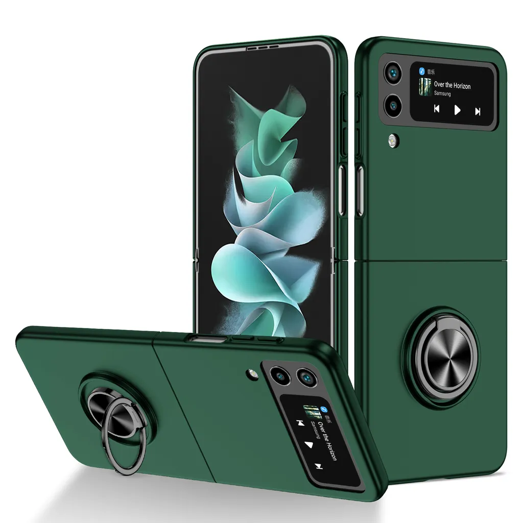 Cover Rigida Samsung Galaxy Z Flip 4 5G con Anello - Protezione Slim Verde
