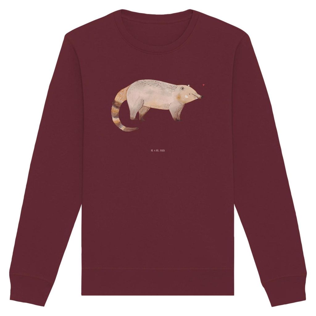 Mr. & Mrs. Panda Baumwoll Pullover Nasenbär Größe M - Burgundy - Geschenk, Lustige Sprüche, Sweatshirt, Bio-Pullover, Bär, Pulli, Nasenbären,...