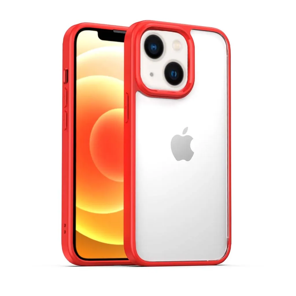 Cover iPhone 13 Trasparente Rossa - Smartphonica TPU Shockproof - 1