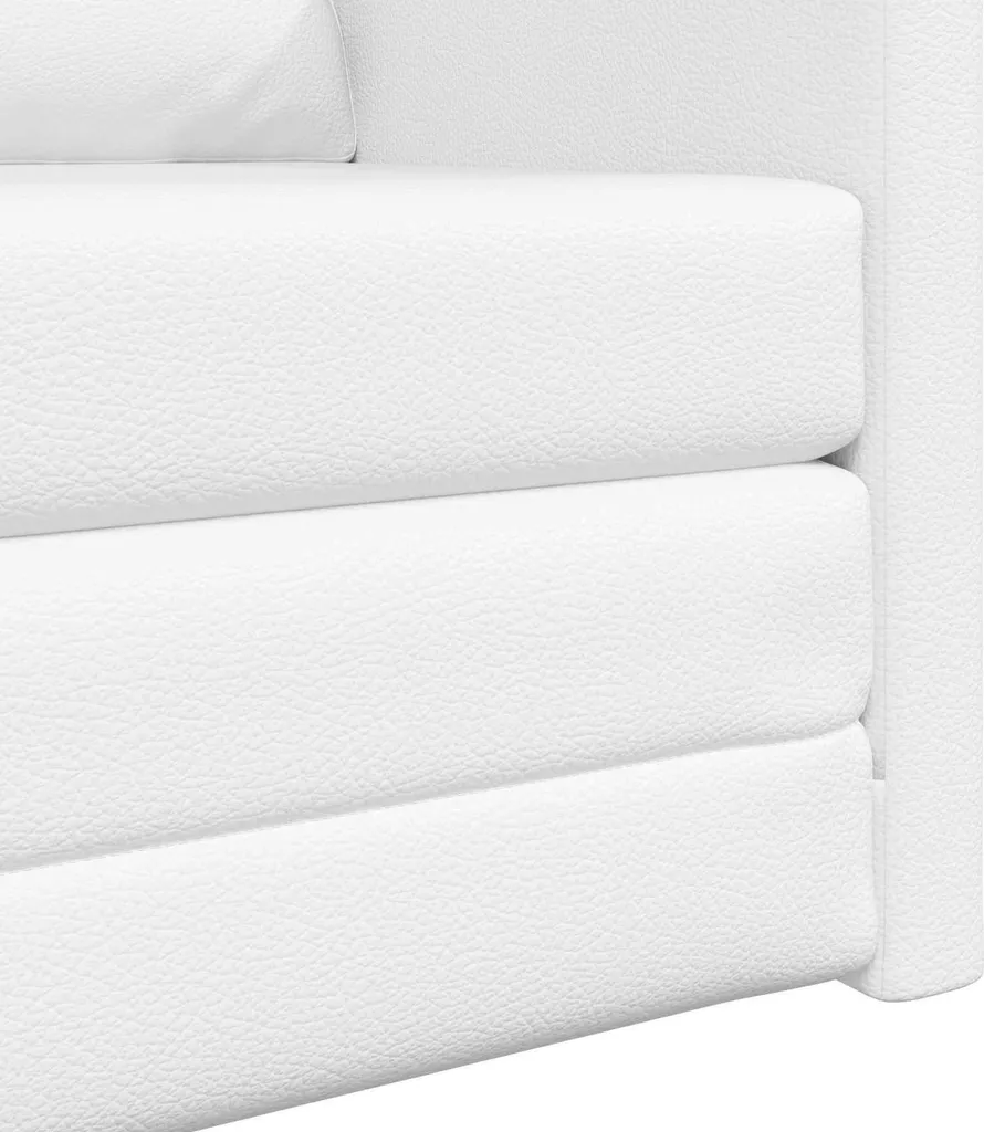 Lit d'Appoint Pliable pour Studio - Canapé Convertible Blanc en PVC - 8