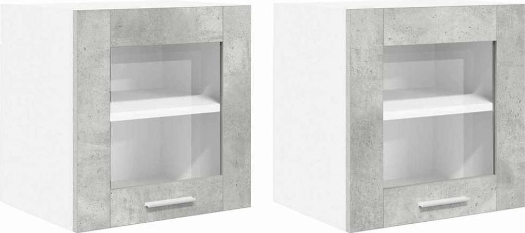 Hängeschrank mit Speicher Riga 2 pcs Beton Grau 40 x 31 x 40 cm