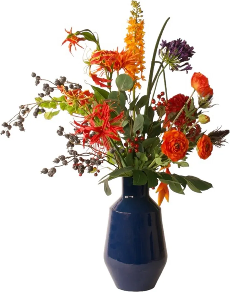 Bouquet Artificiel Coloré Field Art WinQ Orange Bleu Rouge Design Chic