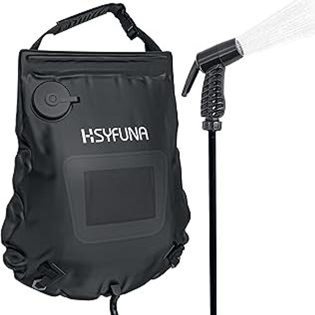 Campingdusche,5 Gallonen/20L mit Temperaturanzeige Solardusche Camping,Warmwasser 45°C Camping Dusche Outdoor,für Wandern Klettern