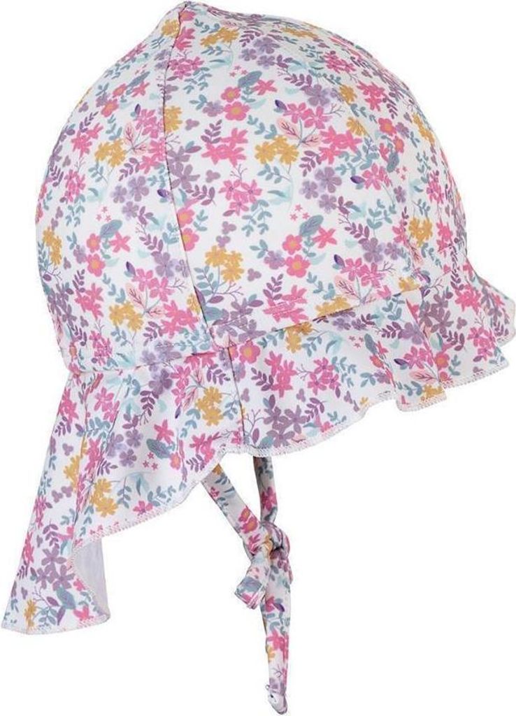 Sterntaler Schirmmütze mit Nackenschutz Blümchen, ecru 53