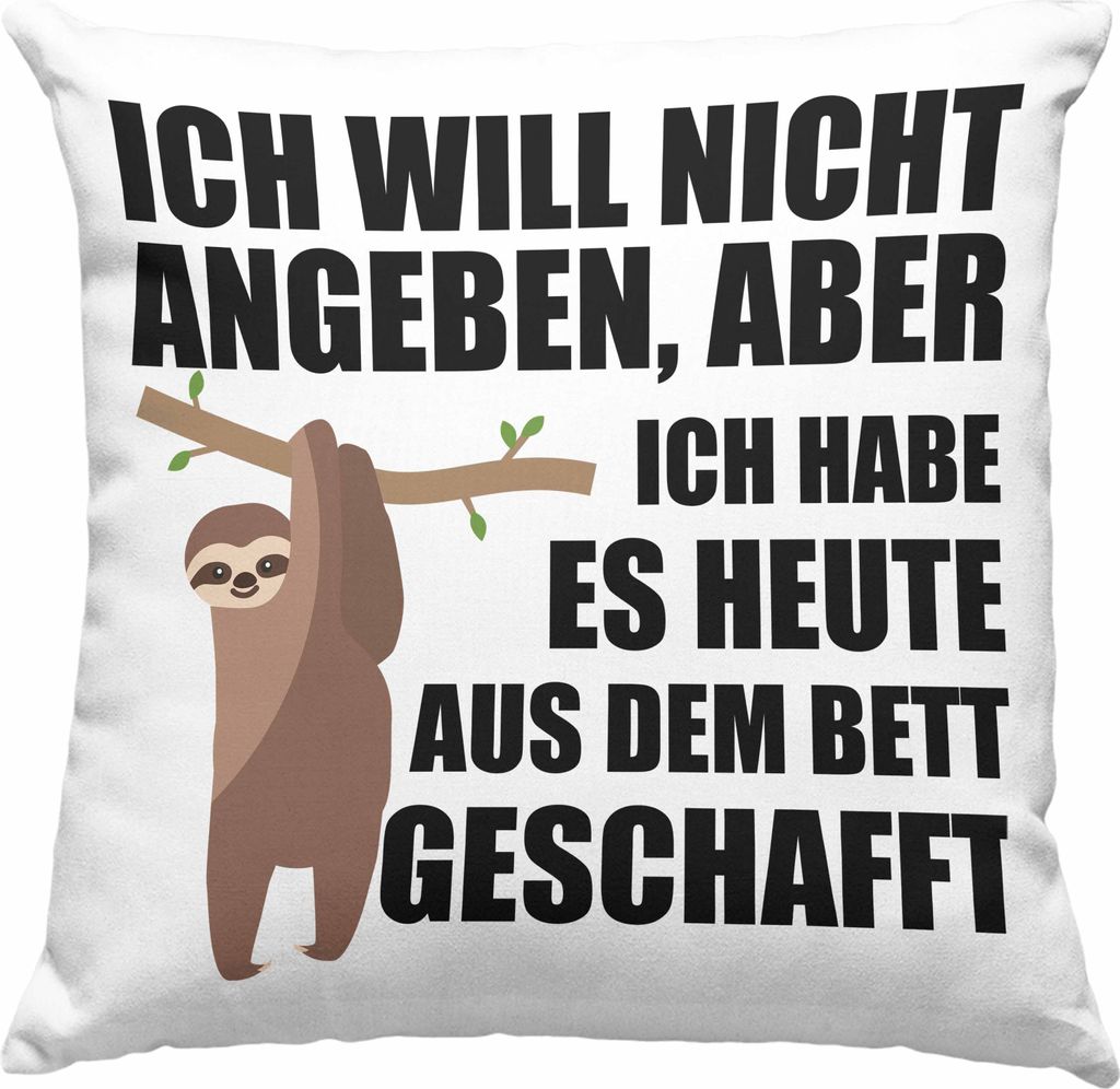 Trendation - - Lustige Faultier Deko-Kissen mit Füllung 40x40 Ich Will Nicht Angeben Geschenk Kollegin Kollege Büro Arbeit BüroDeko-Kissen mit F...
