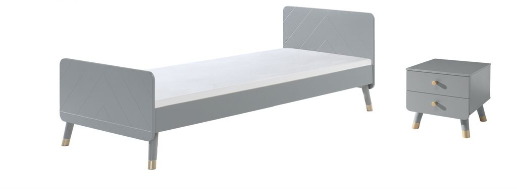 Jugendzimmer-Set >BILLY< in Timeless Grau aus Massiv Kiefer und MDF