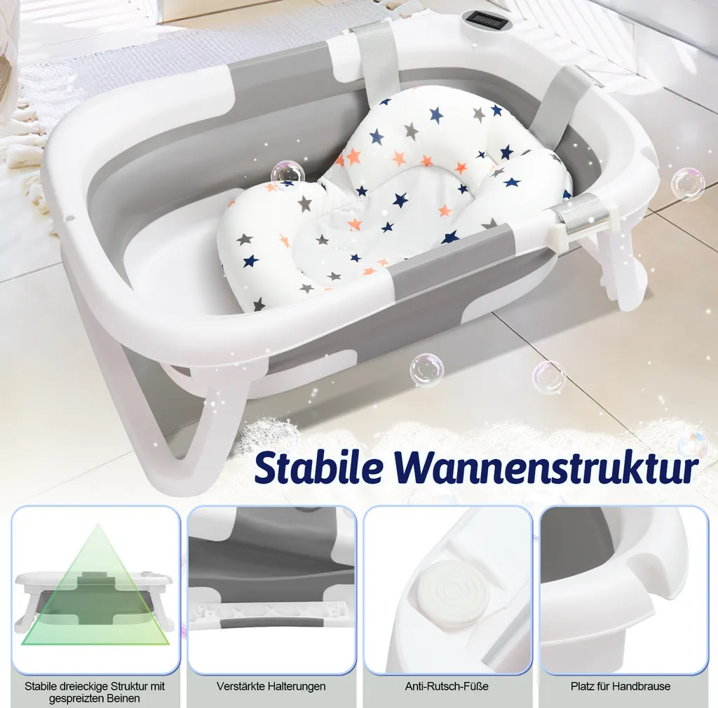 Vasca Bagno Neonato Jopassy: Design Moderno Pieghevole Salvaspazio - 4